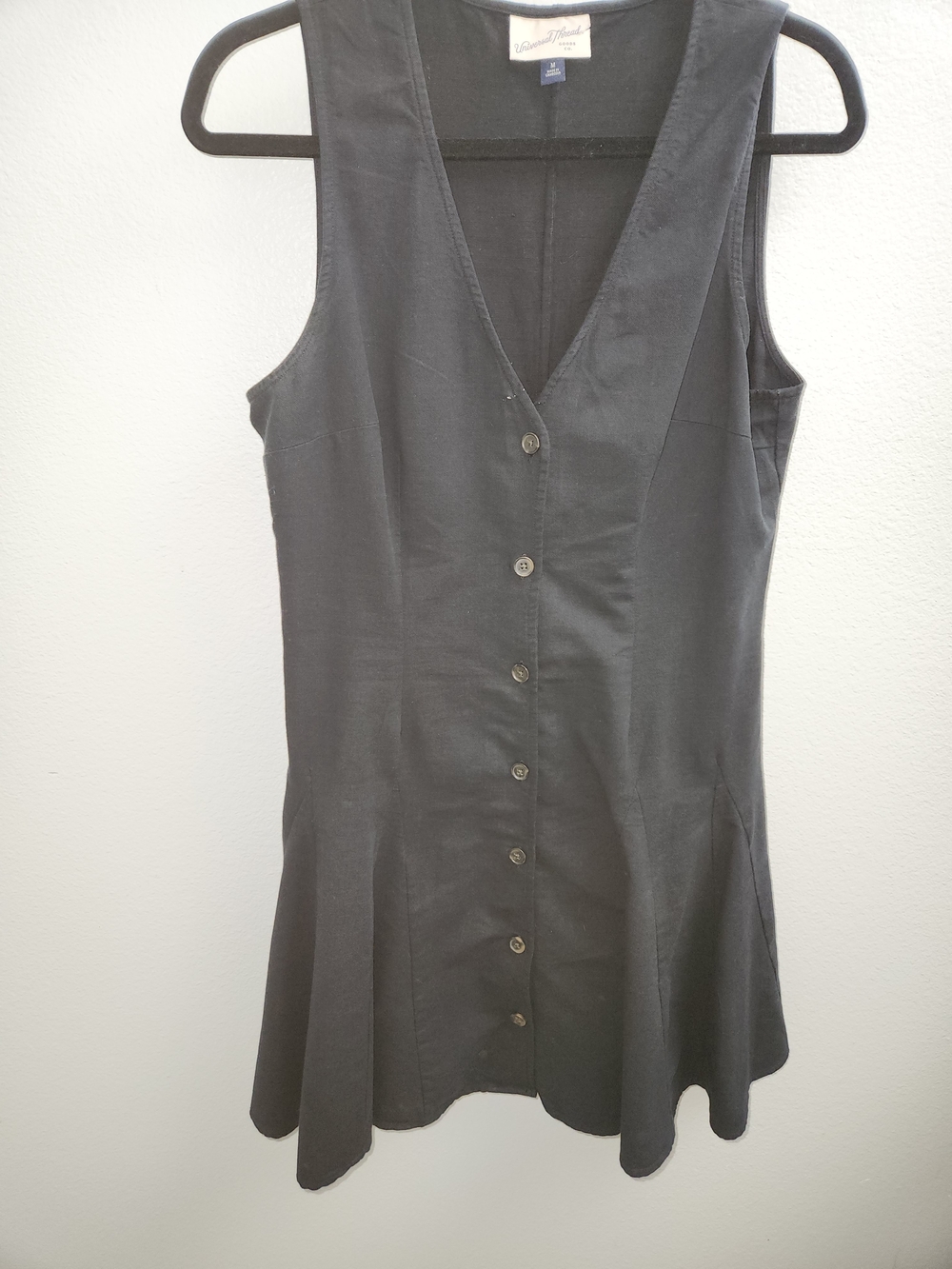 Universal Thread Black Button-Front Sleeveless Tunic Dress